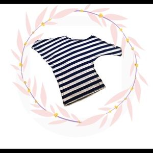 ECU Asymmetrical Boat Neck Top Navy Blue And White